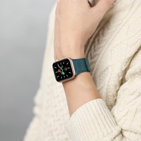 INI Leather Magnetic Apple Watch Band in Cross Teal 38MM/40MM/41MM NWOT - Picture 3 of 7